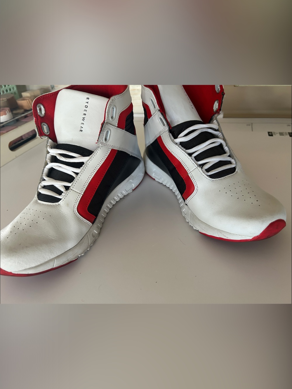 Ryderwear White Black Red High-Top Training Shoes